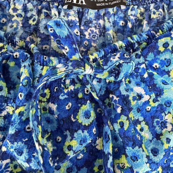 Zara Blue Floral Off Shoulder Ruffle Dress Romper Size L - Picture 7 of 10
